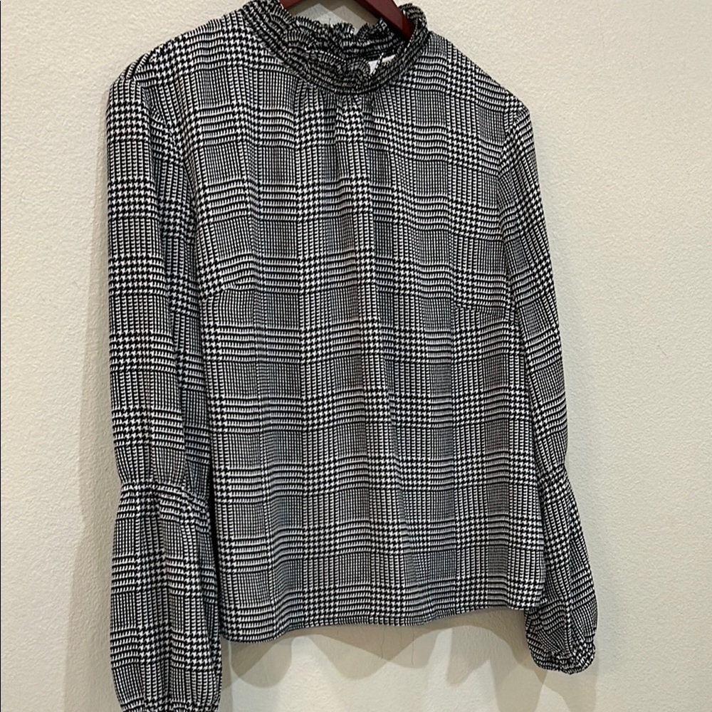 The Limited Black and White Ruffled Blouse